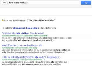 Printscreen på sökning på Google